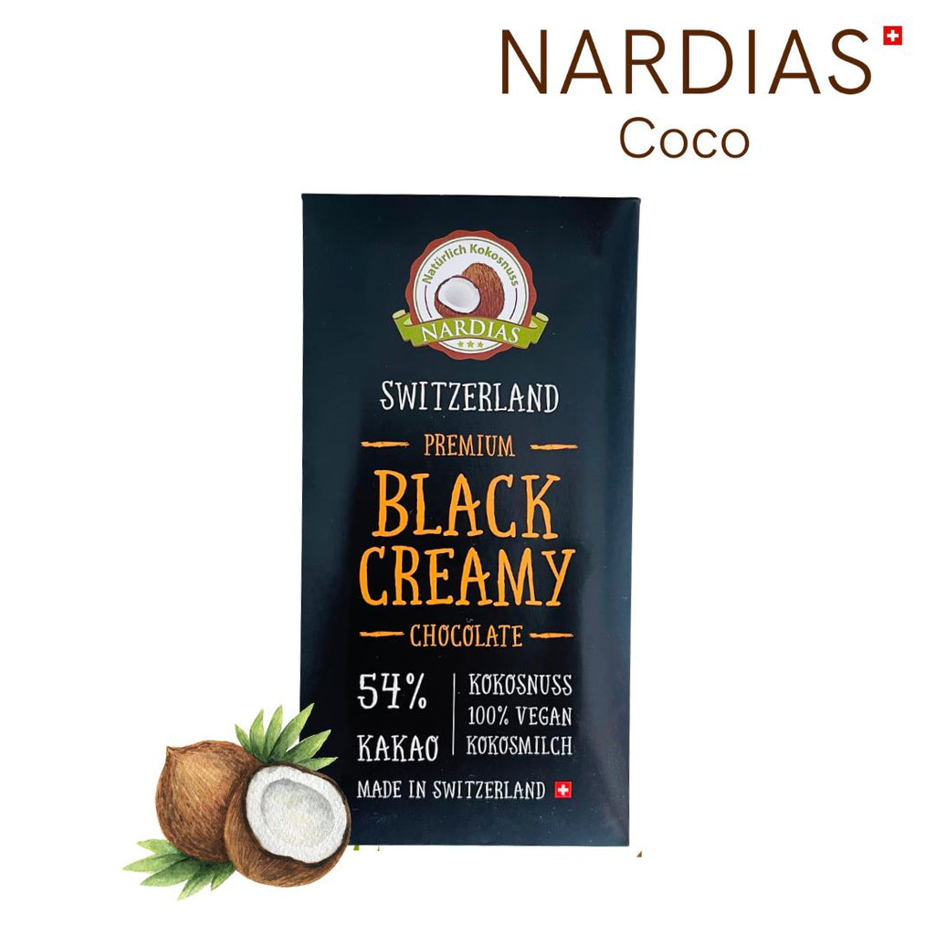 Vegane dunkle Schokolade mit Kokos und über 54 % Kakao | NARDIAS