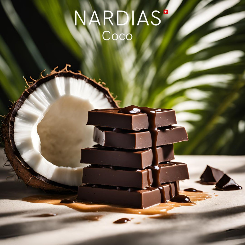 Vegane dunkle Schokolade mit Kokos und über 54 % Kakao | NARDIAS