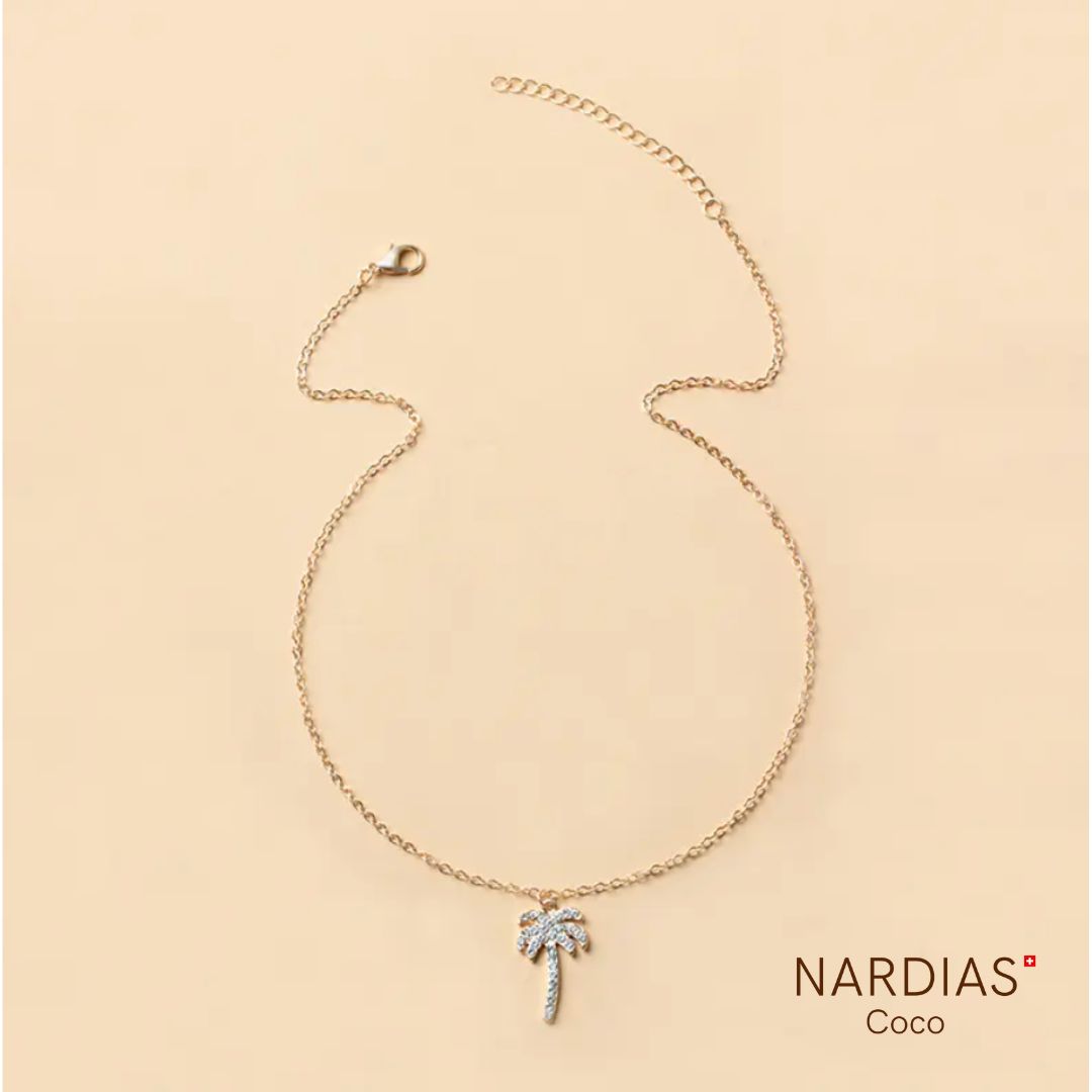 NARDIAS Halskette mit Palme vergoldet glizern