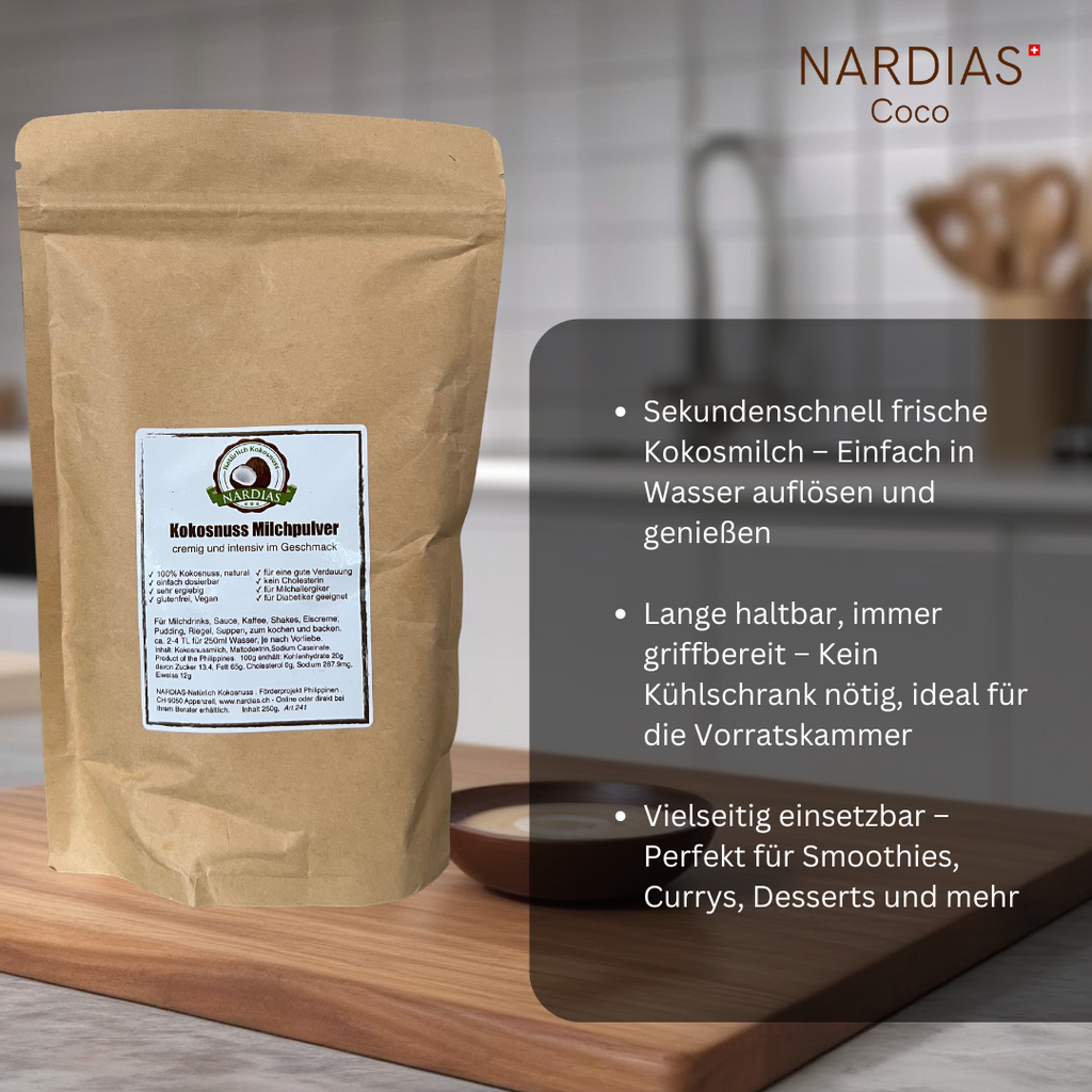 Kokosmilchpulver zum Anrühren auch mit kaltem Wasser | NARDIAS