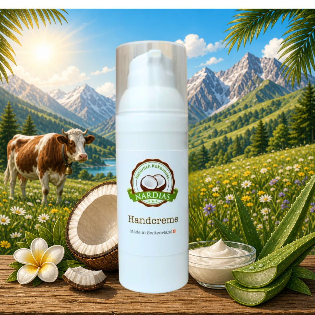 Pflegende Handcreme mit Kokosöl für trockene Hände | NARDIAS  | Airless 50ml