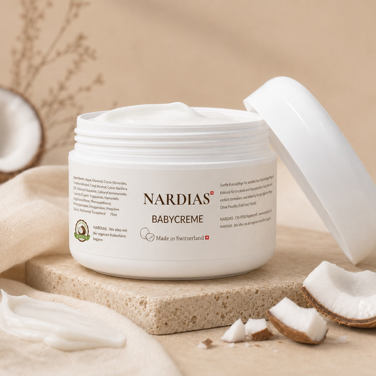 Sanfte Baby Pflegecreme mit Kokosöl | NARDIAS 75ml