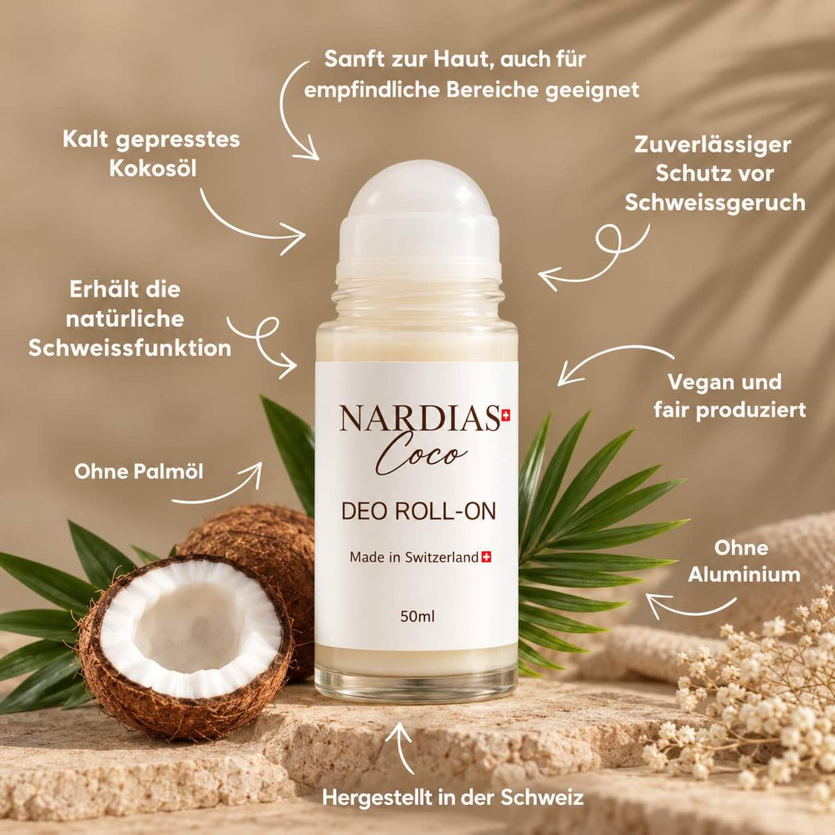 Natürlicher Deo Roller ohne Aluminium | NARDIAS Coco im Glas