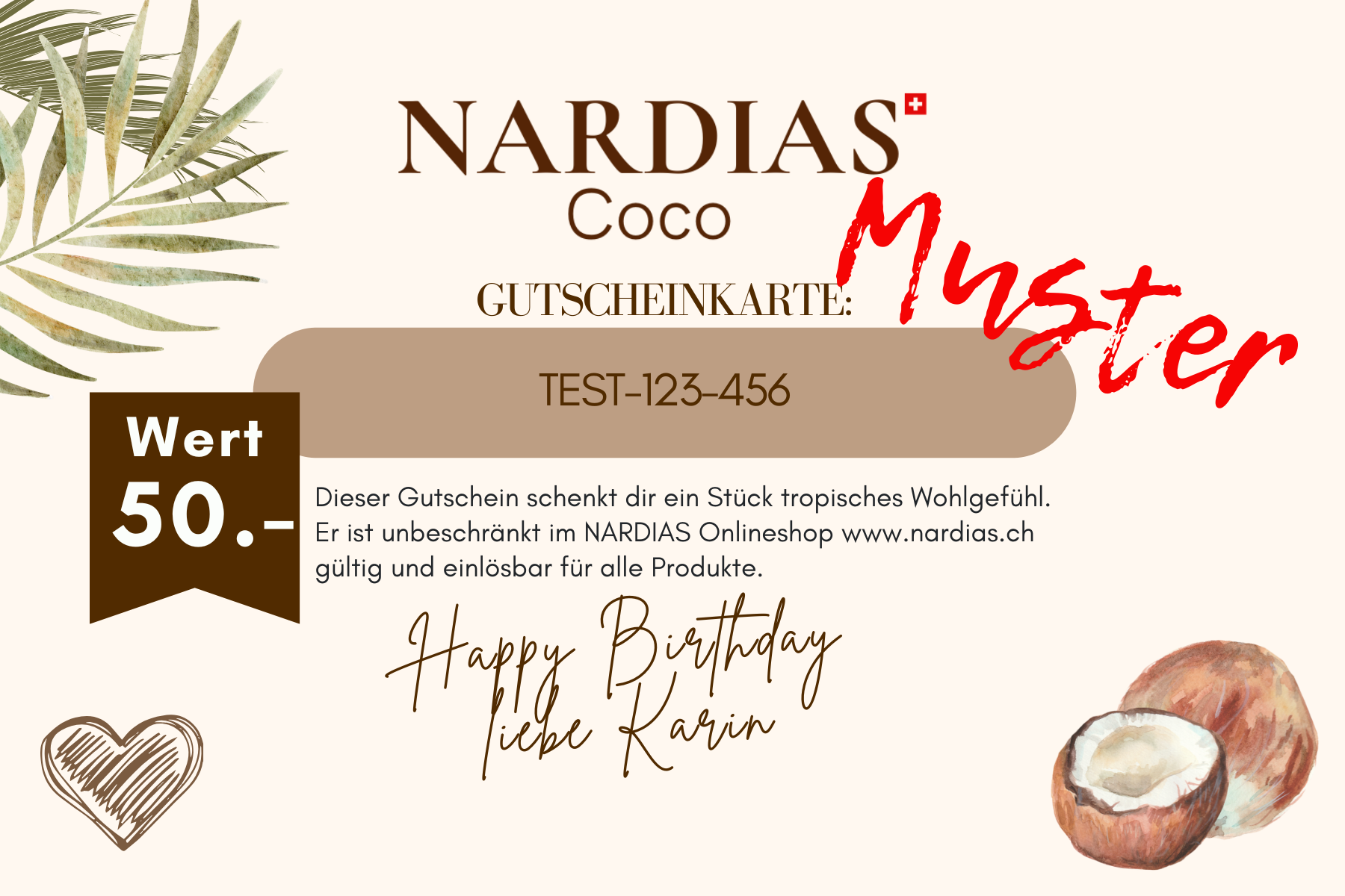 Gutscheinkarte mit gratis Pflegestift