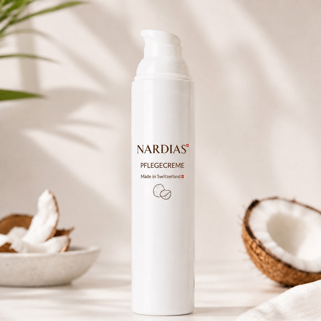 Pflegende Hautcreme mit Kokosöl für trockene Haut | NARDIAS 100ml | Airless