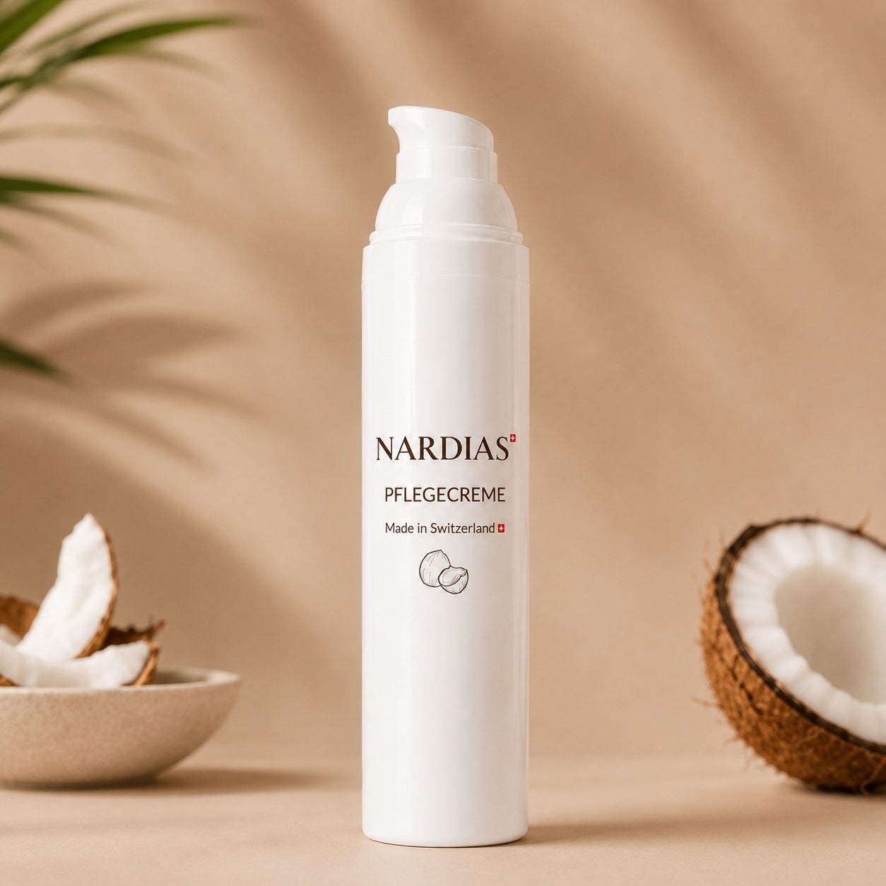 Pflegende Hautcreme mit Kokosöl für trockene Haut | NARDIAS 100ml | Airless