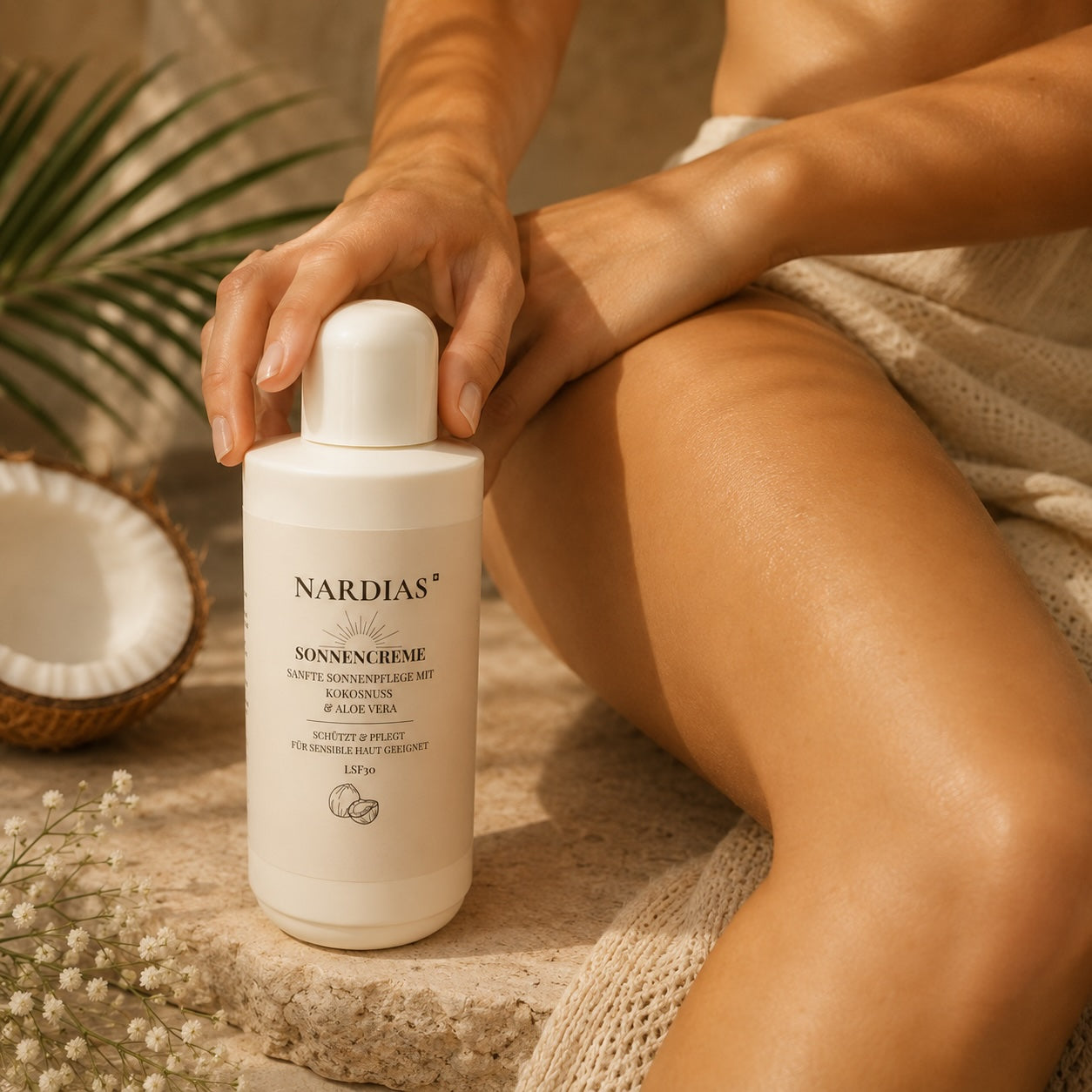 Kokos Sonnencreme LSF 30 mit Kokosöl ohne weissen Film | NARDIAS 500 ml