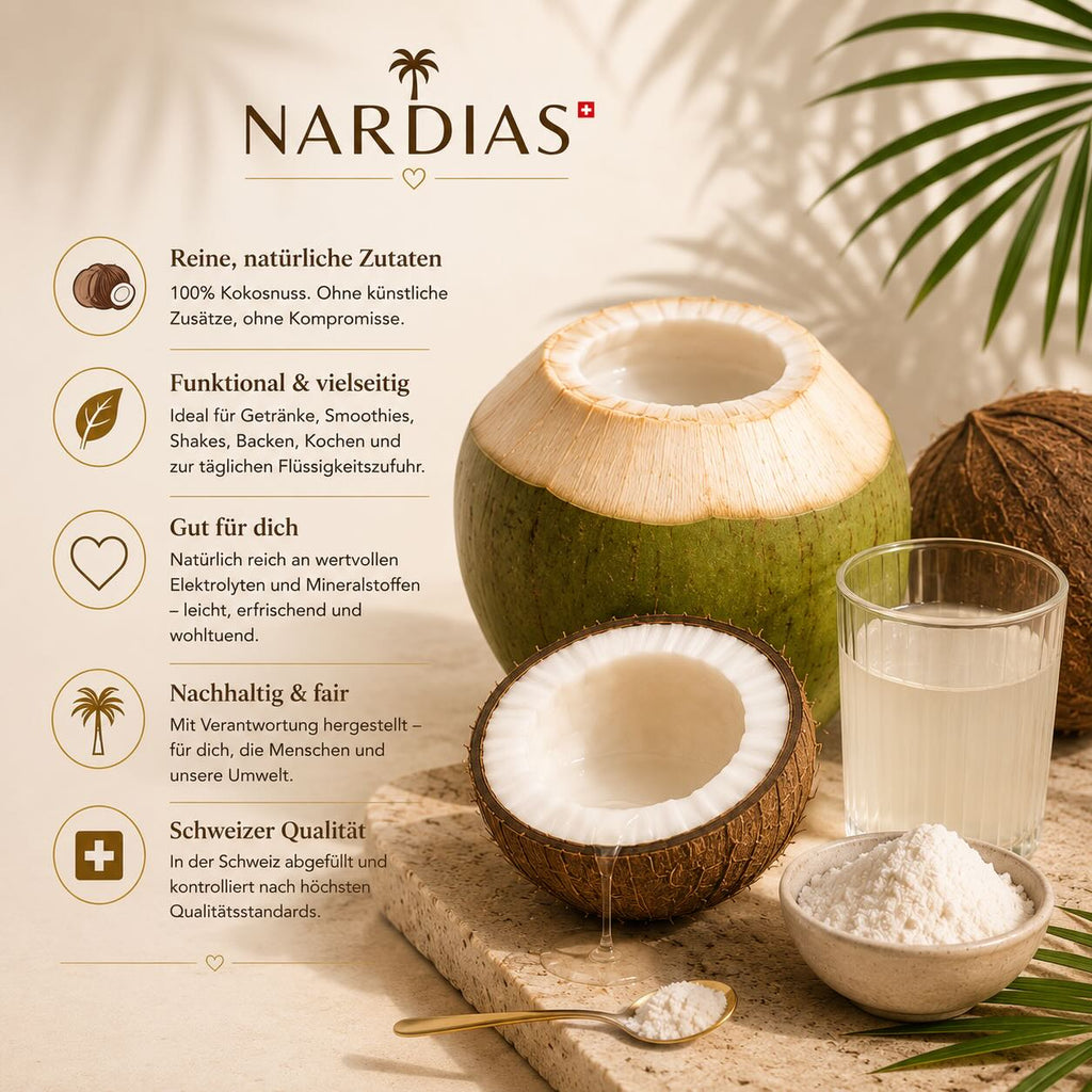 Kokoswasser Pulver aus jungen Kokosnüssen | NARDIAS