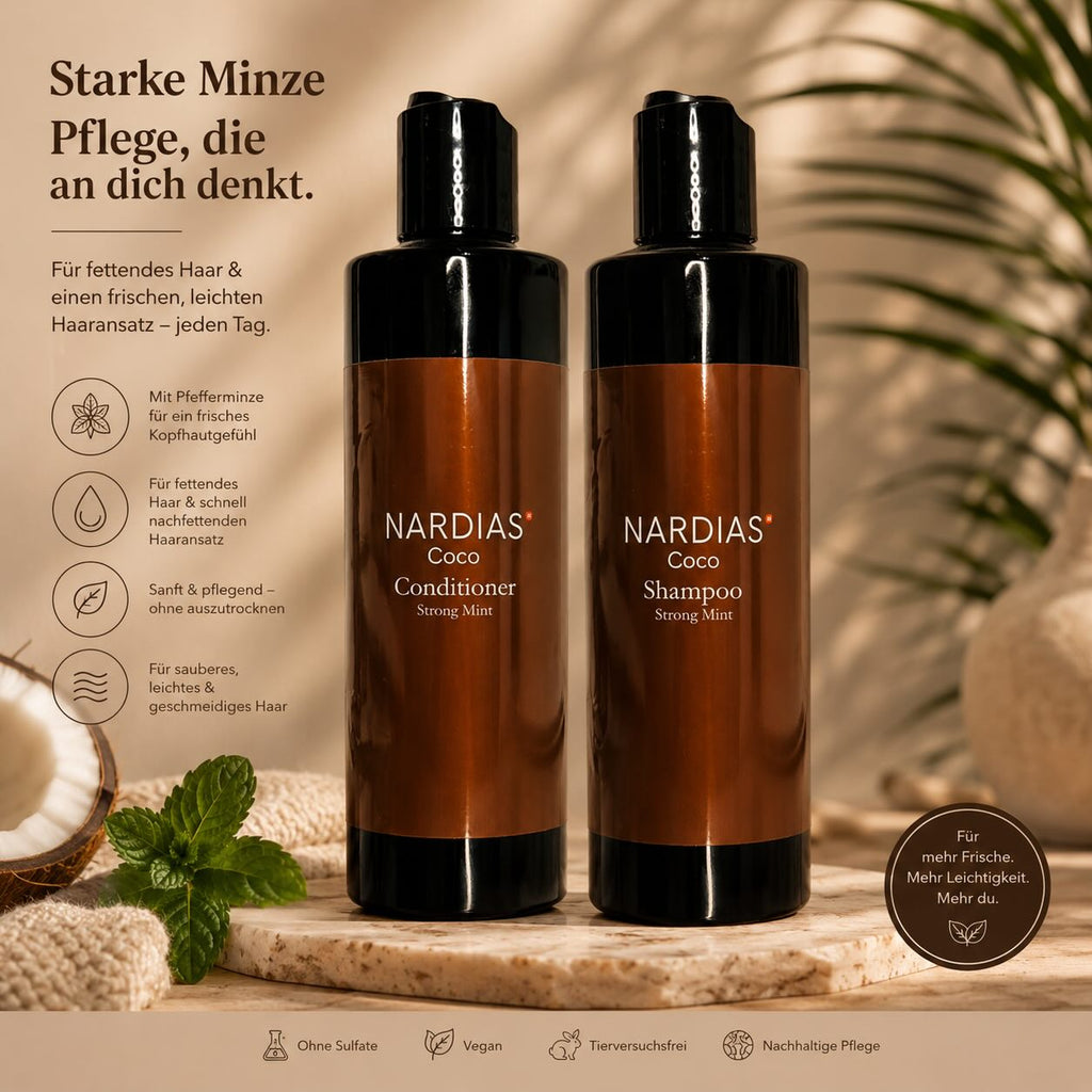 Sparpaket Starke Minze Shampoo & Conditioner – für fettendes Haar | Mit Kokosöl ✓ Kopfhaut erfrischend & vegan