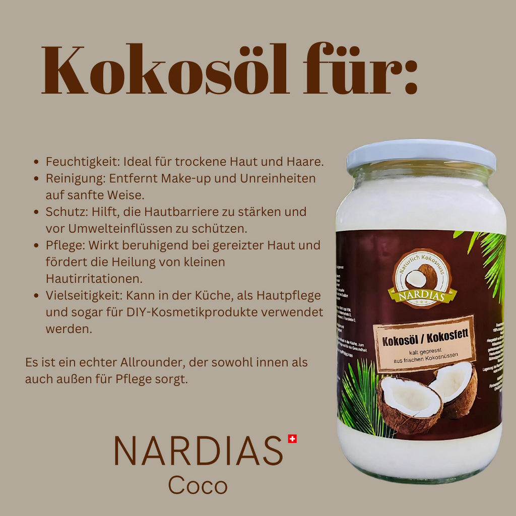 Natürliches Kokosöl kalt gepresst | NARDIAS 1000ml