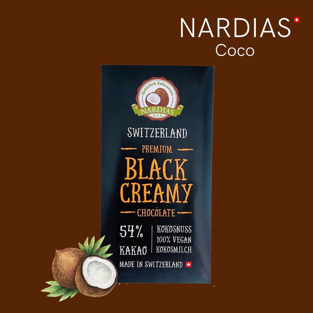 Vegane dunkle Schokolade mit Kokos und über 54 % Kakao | NARDIAS