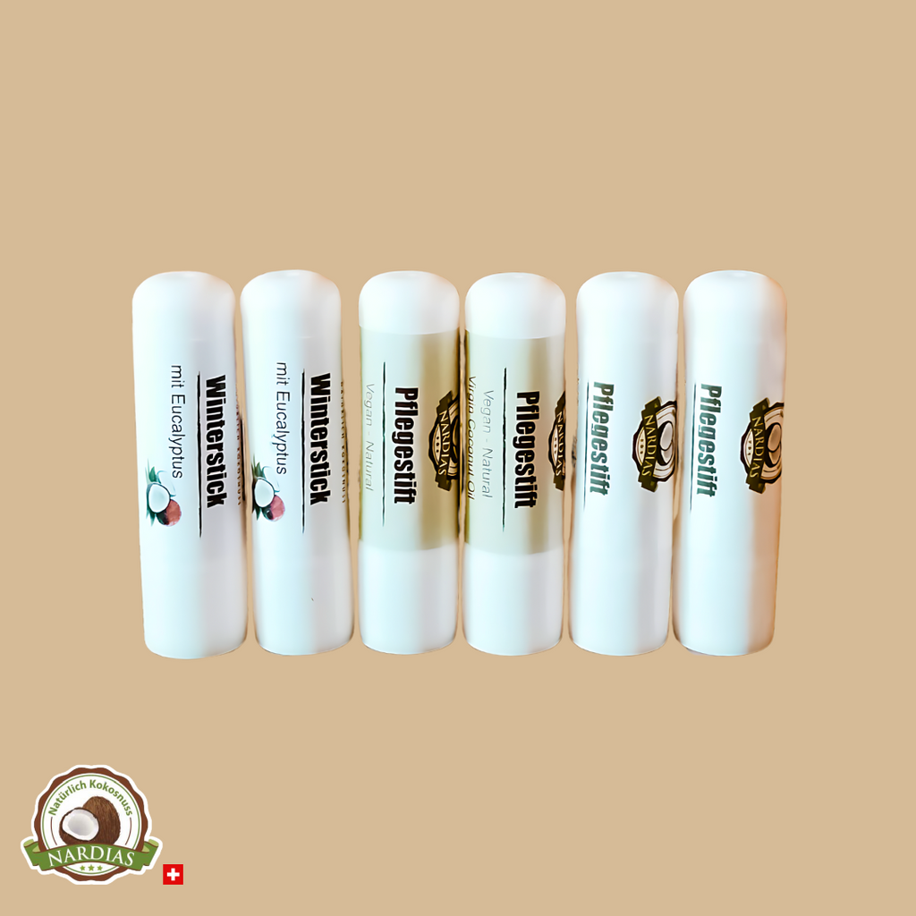 Natürliche Lippenpflegestift mit Kokosöl | NARDIAS Mix 6 Stück