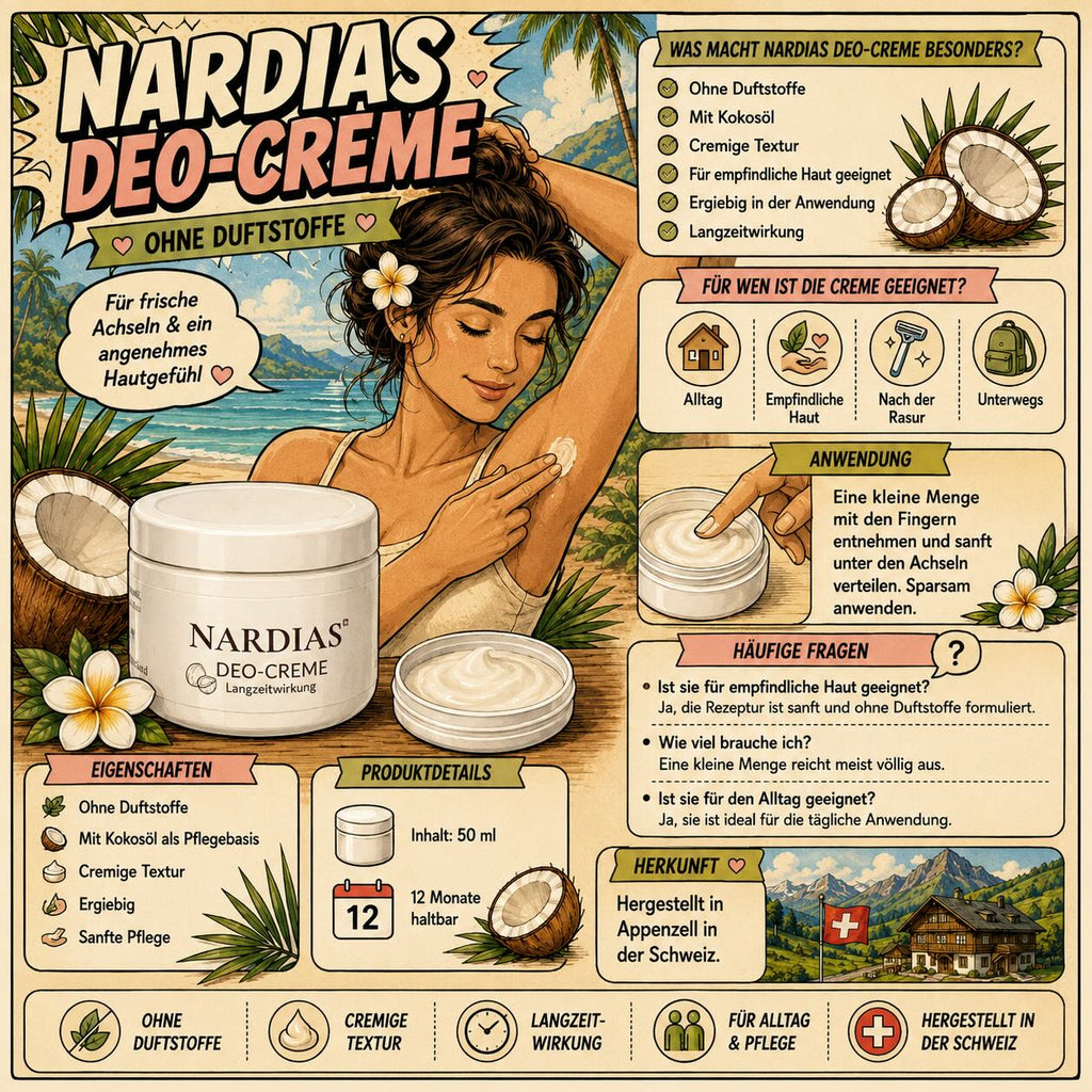 Natürliche Deocreme – unperfekt aber wirksam | NARDIAS | Deo mit Kokosöl alkoholfrei & ohne Aluminium