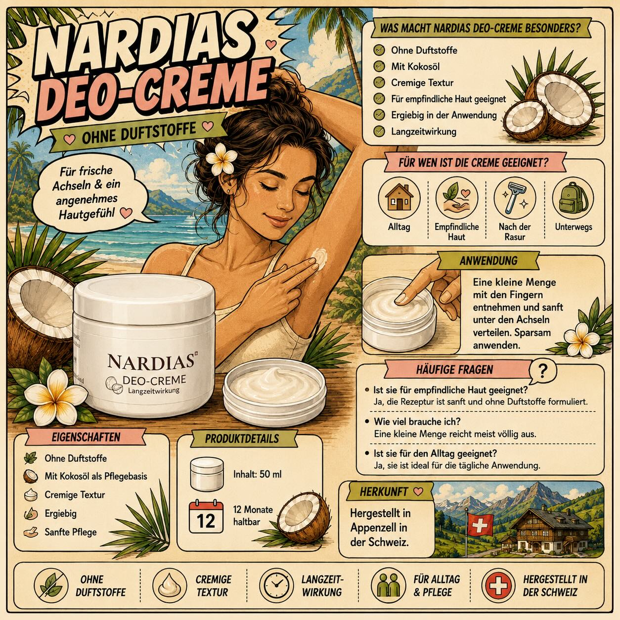 Natürliche Deocreme – unperfekt aber wirksam | NARDIAS | Deo mit Kokosöl alkoholfrei & ohne Aluminium
