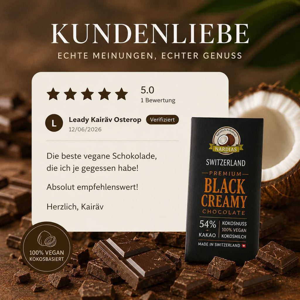 Vegane dunkle Schokolade mit Kokos und über 54 % Kakao | NARDIAS