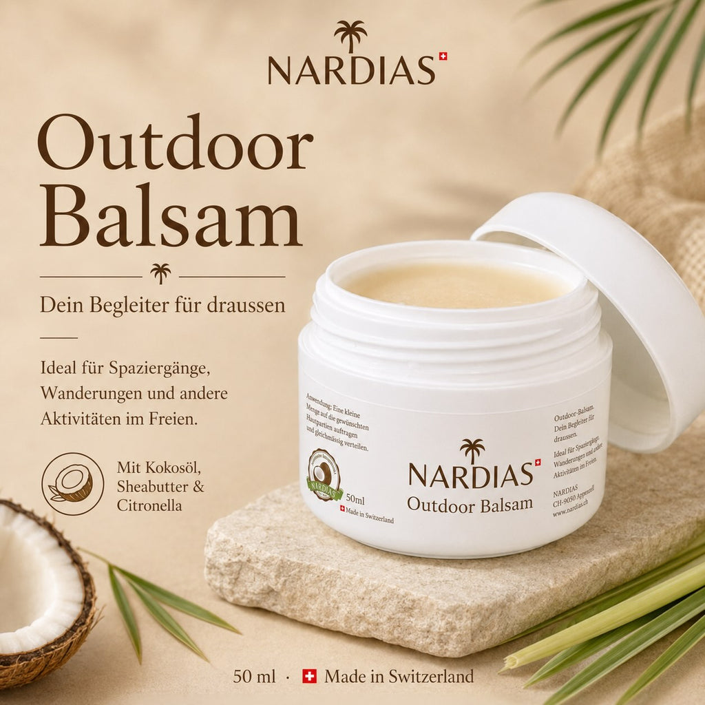 Outdoor Balsam mit Kokosöl für Wald und Natur | NARDIAS | für draussen bei Zecken & Mücken