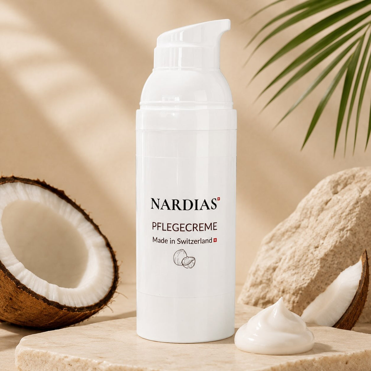 Pflegecreme mit Kokosöl für Gesicht und Haut | NARDIAS | Airless 50ml