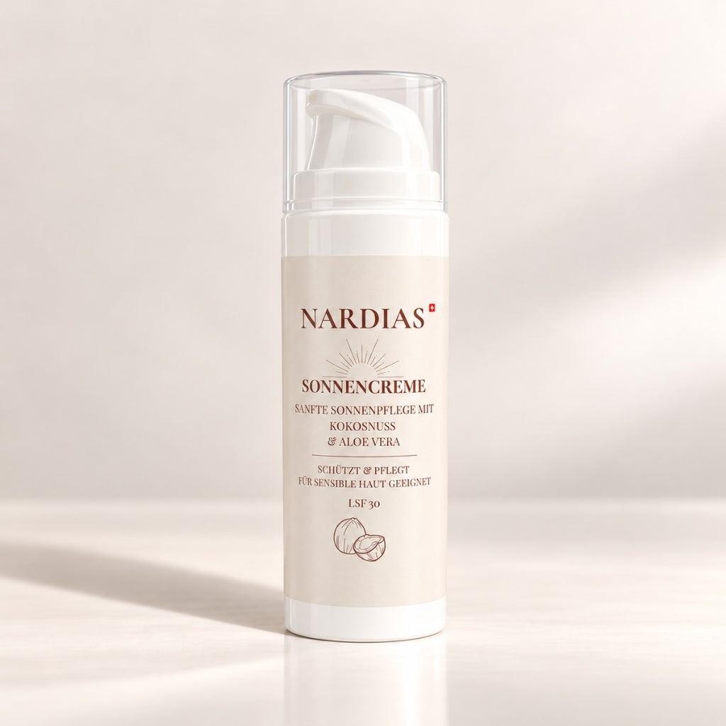 Kokos Sonnencreme LSF 30 mit Kokosöl ohne weissen Film | NARDIAS Airless Dispenser