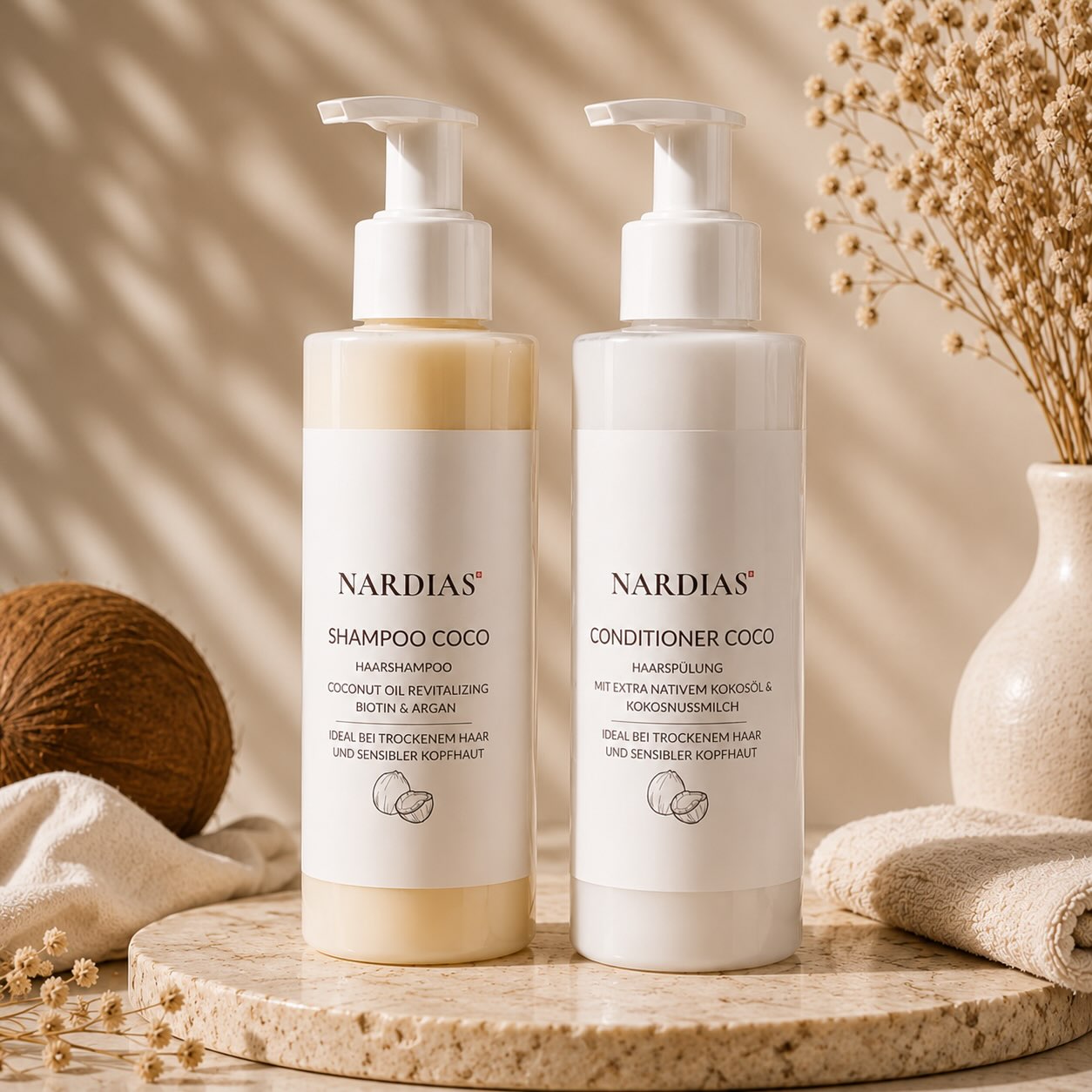 Sparduo Kokos Shampoo und Conditioner mit Kokosöl für trockenes Haar | NARDIAS