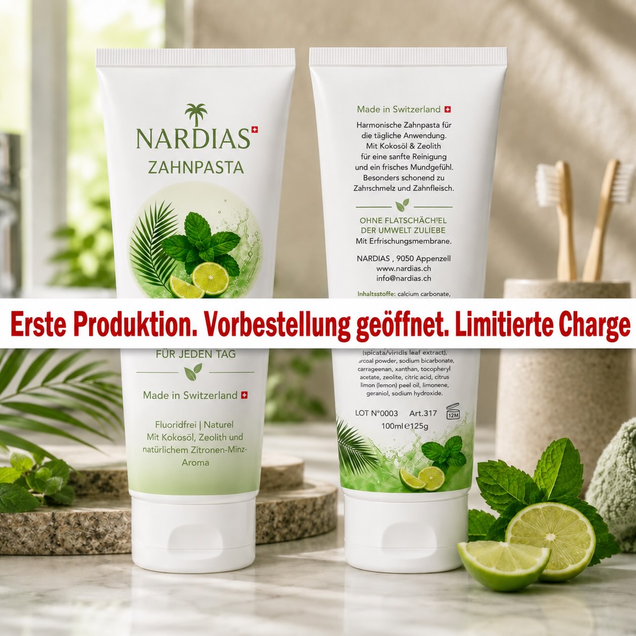 NARDIAS Zahnpasta No1 – fluoridfreie Zahnpasta mit Kokosöl und Zeolith aus der Schweiz